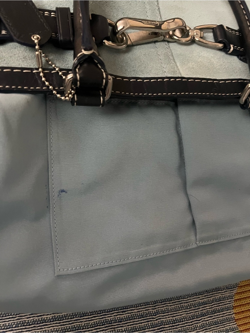 Coach Light Blue Suede & Navy Leather Hampton Satchel 2007 - Picture 13 of 14